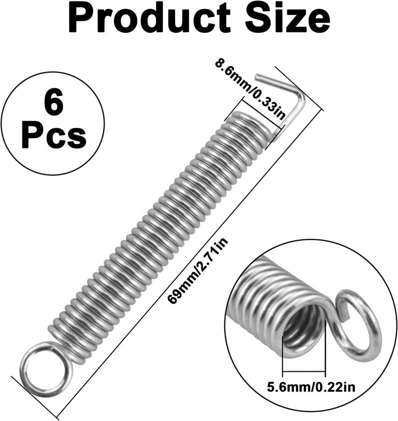 MARRTEUM 6 Pcs Electric Guitar Tremolo Bridge Springs, Noiseless Metal Guitar Bridge Instruments Accessories Replacement Parts for FR Fender Strat ST Stratocaster (Silver) - Image 2